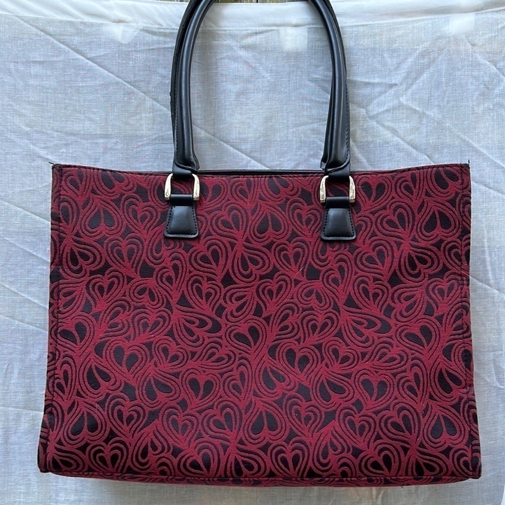 Diane von Furstenberg Large Pink Black Heart Tote Bag - Picture 9 of 9